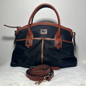 Dooney & Bourke Black and Tan Satchel